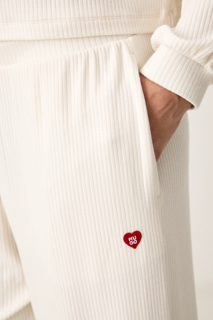 Spodnie lounge damskie z wiskozą HUGO HEART PANT HUGO 50566660 beżowy