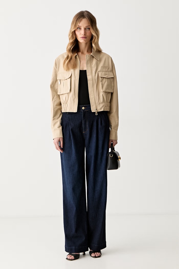 Guess high waist traperice za žene W6YAJF.D1354 mornarsko plava AW26