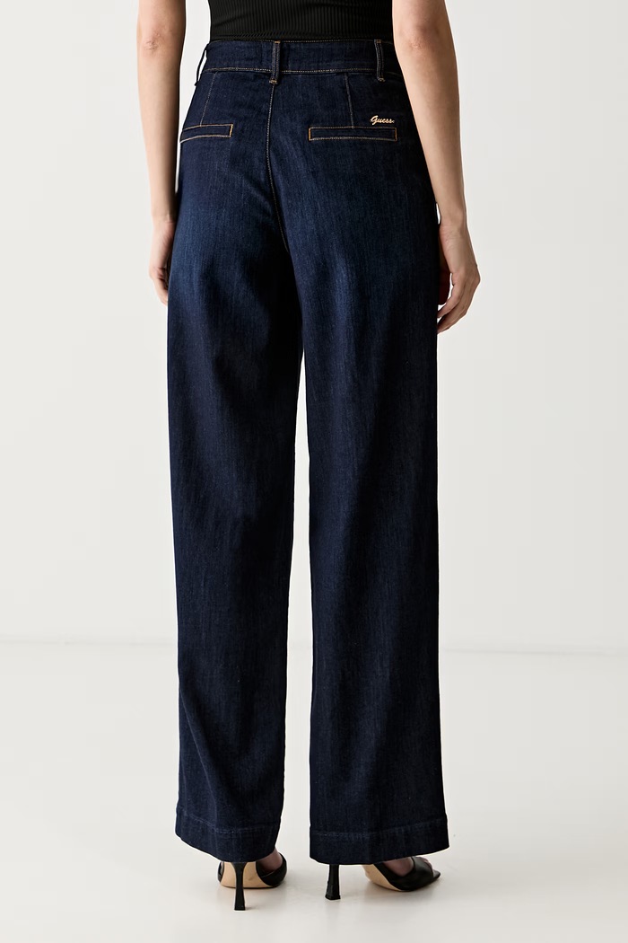 Odjeća Guess high waist traperice za žene W6YAJF.D1354 mornarsko plava