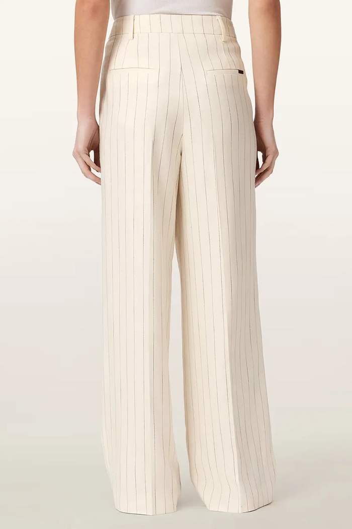 AllSaints nohavice wide leg dámske s viskózou OLGA W093TE biela AW26