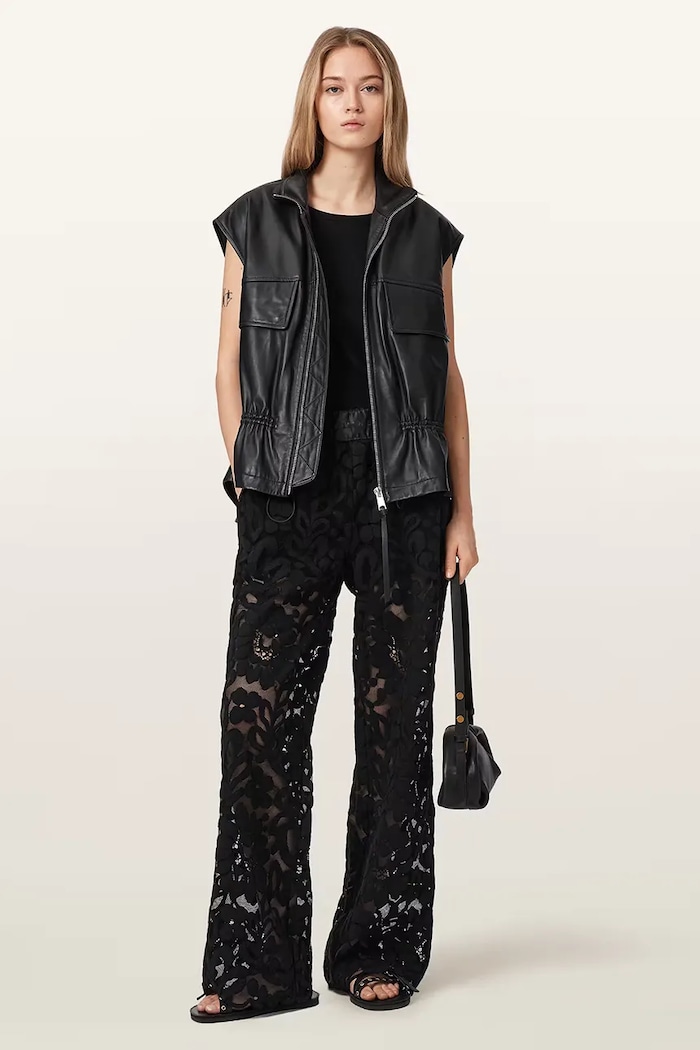 Odzież AllSaints spodnie regularne damskie AMELIE W075TE czarny