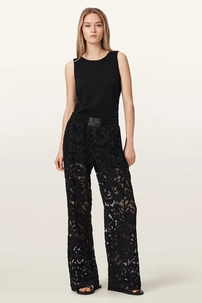 AllSaints spodnie regularne damskie AMELIE czarny W075TE