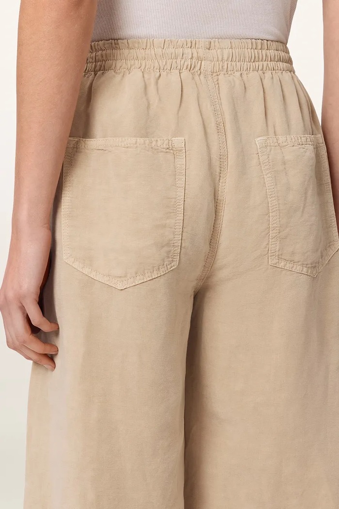 Spodnie wide leg damskie z dodatkiem lnu JETT AllSaints beżowy W070TE