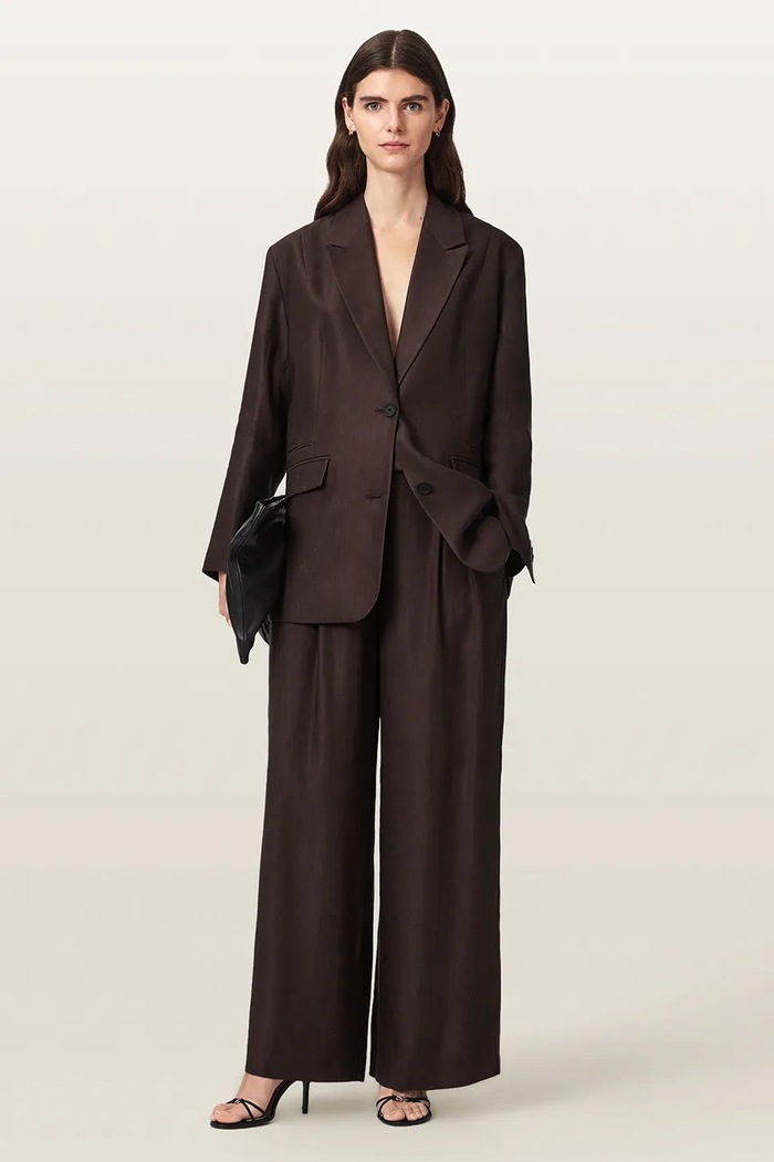 AllSaints Pantaloni wide leg pentru femei cu in CHARLEY maro W050QE