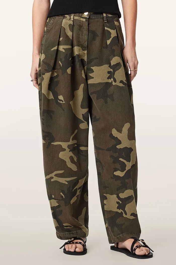 AllSaints spodnie baggy damskie bawełniane BECCA zielony W082EE