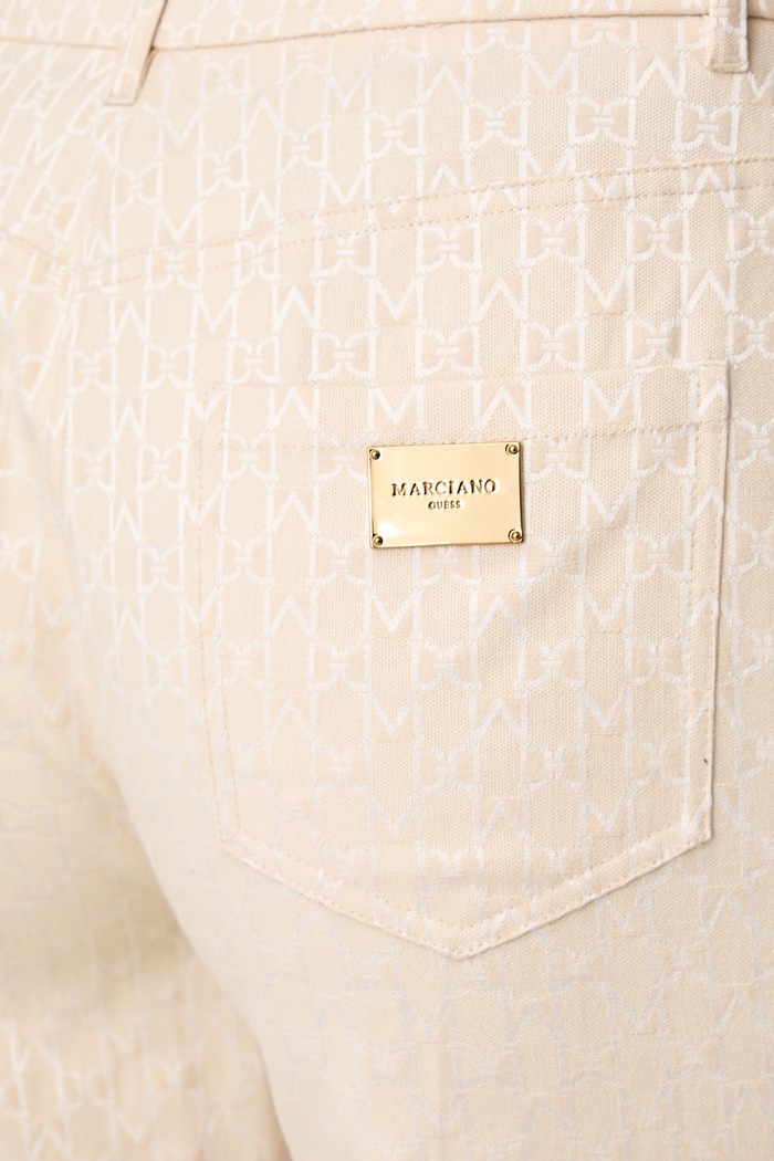 Marciano by Guess spodnie damskie z bawełną MILAD PALAZZO beżowy G6YB17.W3245