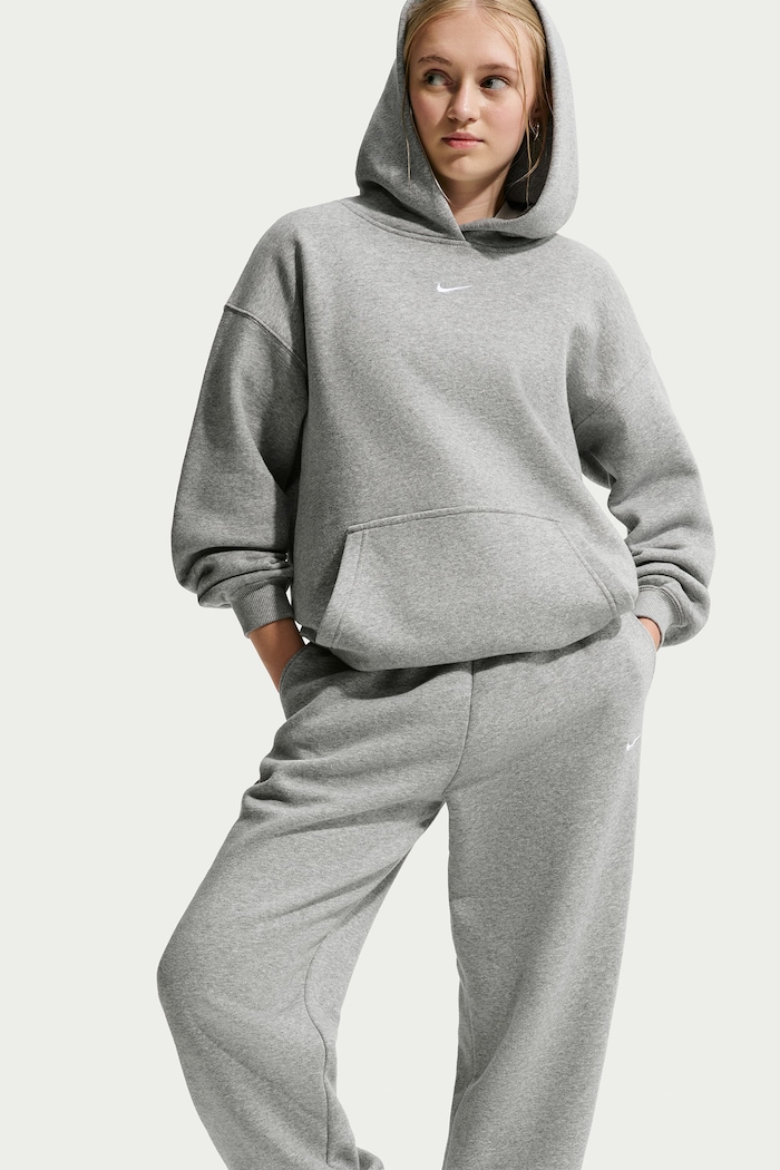 Dziewczynka Nike Spodnie dresowe dziecięce z bawełną Nike Sportswear Studio Fleece IM4905 szary
