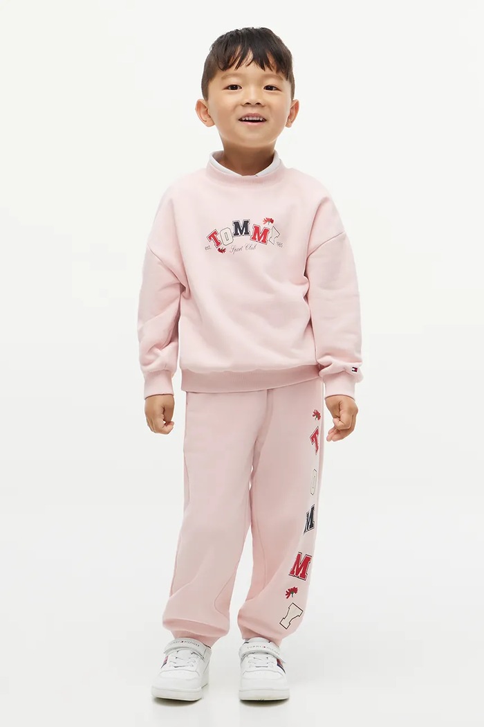 Spodnie dresowe dziecięce z bawełną Tommy Hilfiger różowy KS0KS00782.9BY2