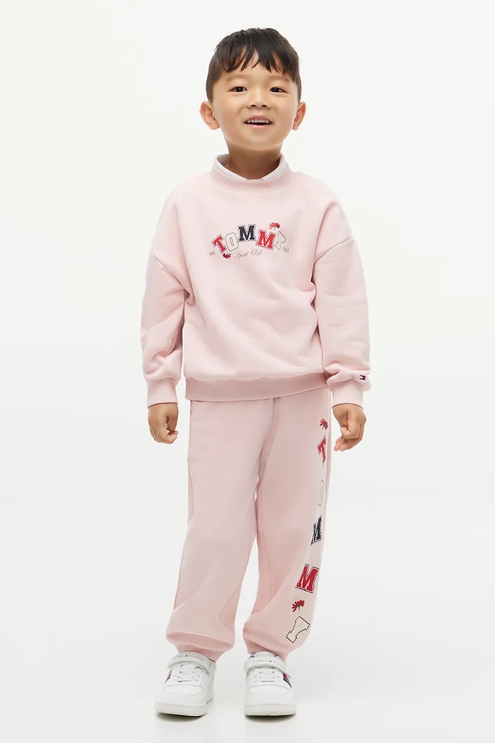 Spodnie dresowe dziecięce z bawełną Tommy Hilfiger różowy KS0KS00782.9BY2