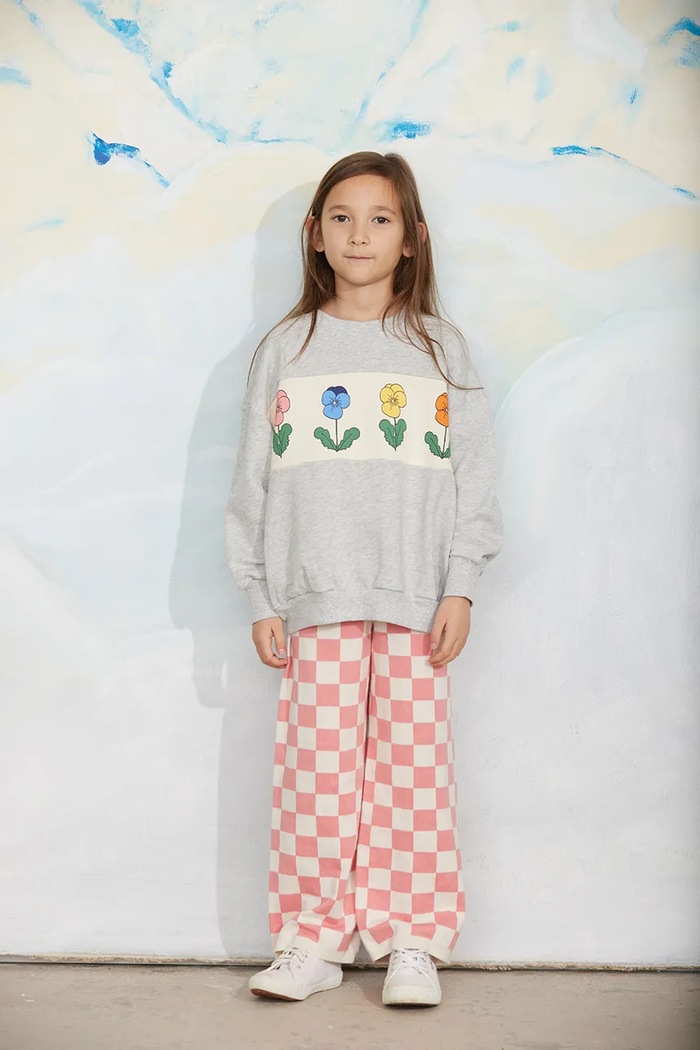 Mini Rodini spodnie wide leg dziecięce bawełniane Chess różowy 25730150