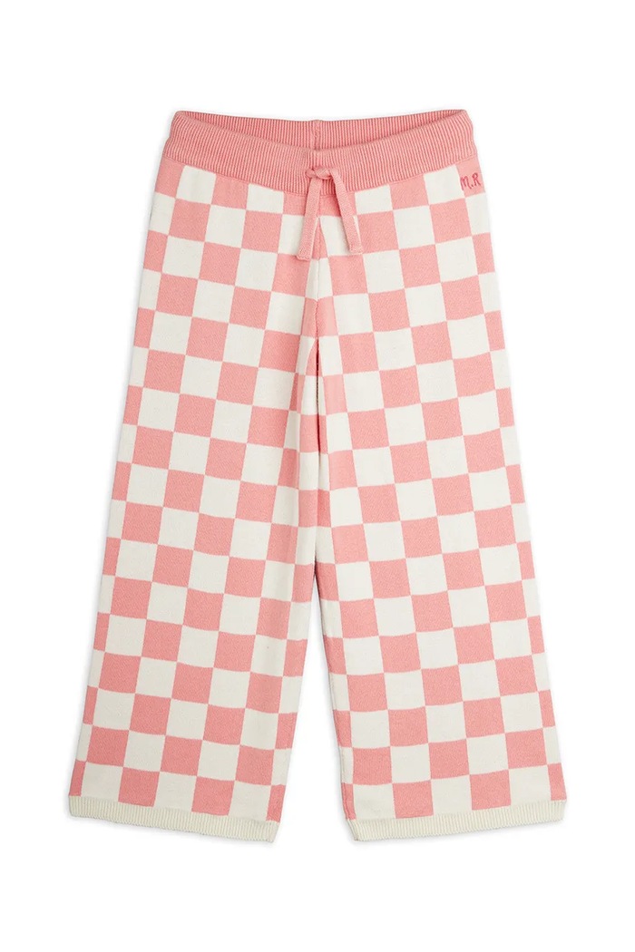 Mini Rodini spodnie wide leg dziecięce bawełniane Chess 25730150 różowy AW26