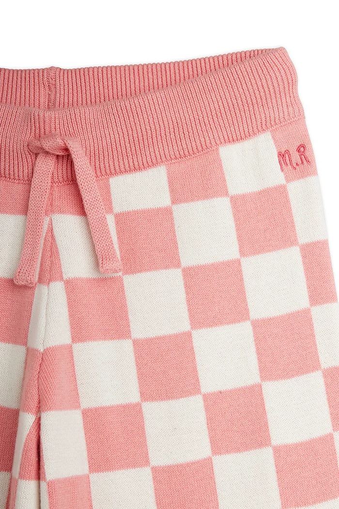 Mini Rodini spodnie wide leg dziecięce bawełniane Chess różowy 25730150