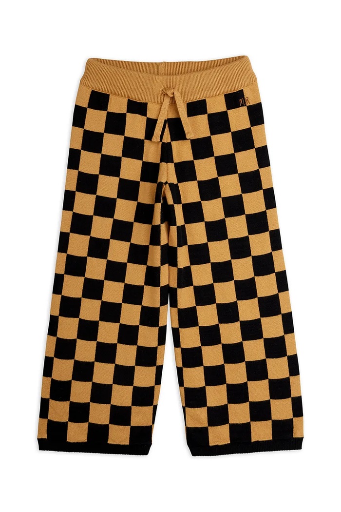 Mini Rodini spodnie wide leg dziecięce bawełniane Chess 25730150 brązowy AW26