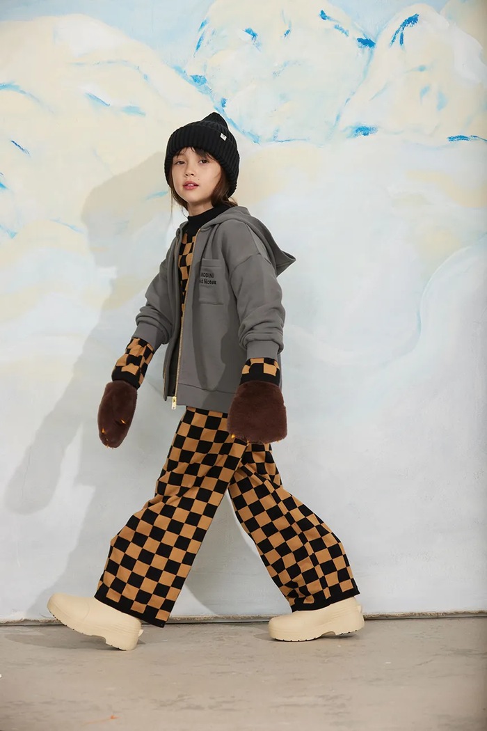 Mini Rodini spodnie wide leg dziecięce bawełniane Chess 25730150