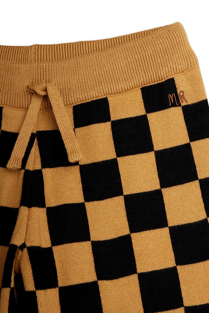 Mini Rodini spodnie wide leg dziecięce bawełniane Chess brązowy 25730150