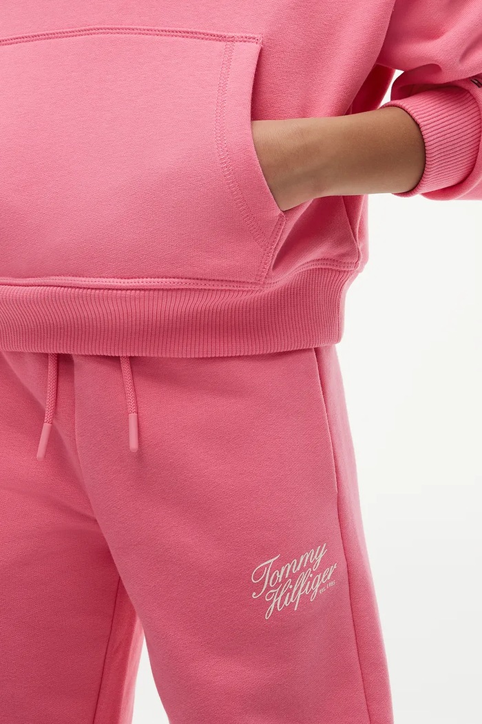 Spodnie dresowe damskie z bawełną Tommy Hilfiger różowy KG0KG09581.104.122.9BY2
