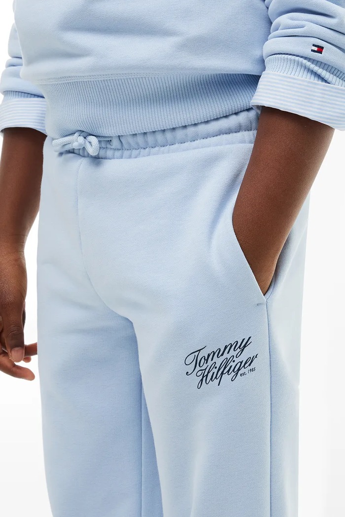 Spodnie dresowe damskie z bawełną Tommy Hilfiger niebieski KG0KG09581.104.122.9BY2