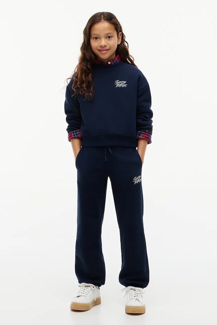 Spodnie dresowe damskie z bawełną Tommy Hilfiger KG0KG09581.104.122.9BY2 granatowy