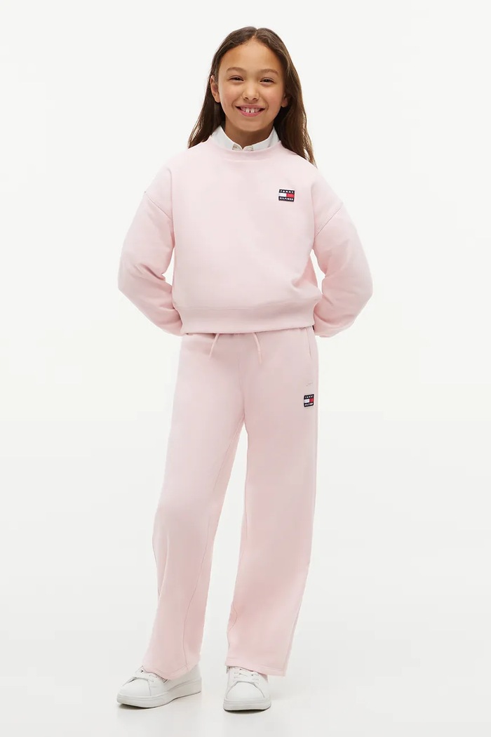Spodnie dresowe dziecięce bawełniane Tommy Hilfiger KG0KG09580.128.176.9BY2 różowy