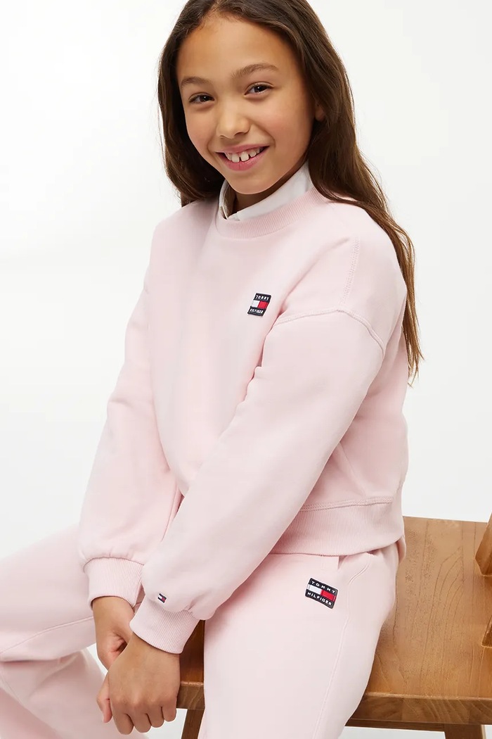 Spodnie dresowe dziecięce bawełniane Tommy Hilfiger różowy KG0KG09580.110.122.9BY2