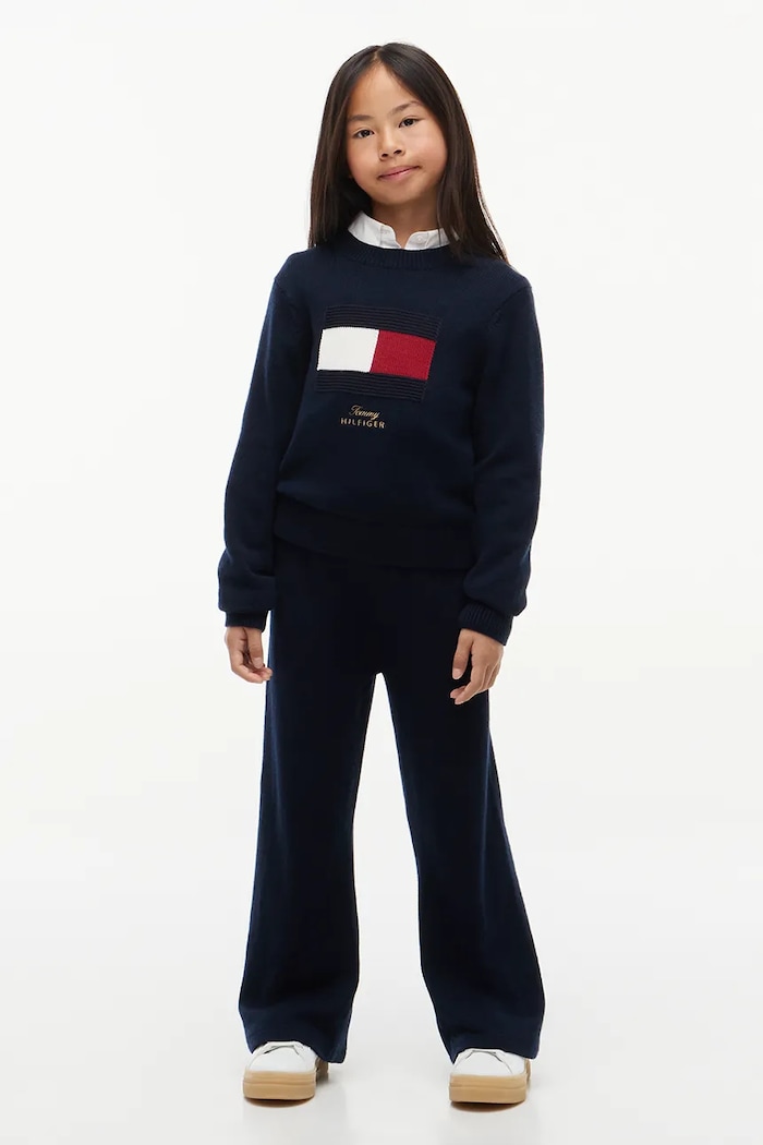 Dziewczynka Tommy Hilfiger Spodnie dziecięce z dodatkiem wełny KG0KG09711.9BY2 granatowy