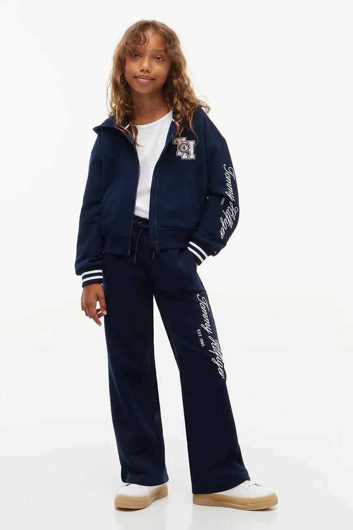 Dziewczynka Tommy Hilfiger spodnie dresowe dziecięce z bawełną KG0KG09832.9BY2 granatowy