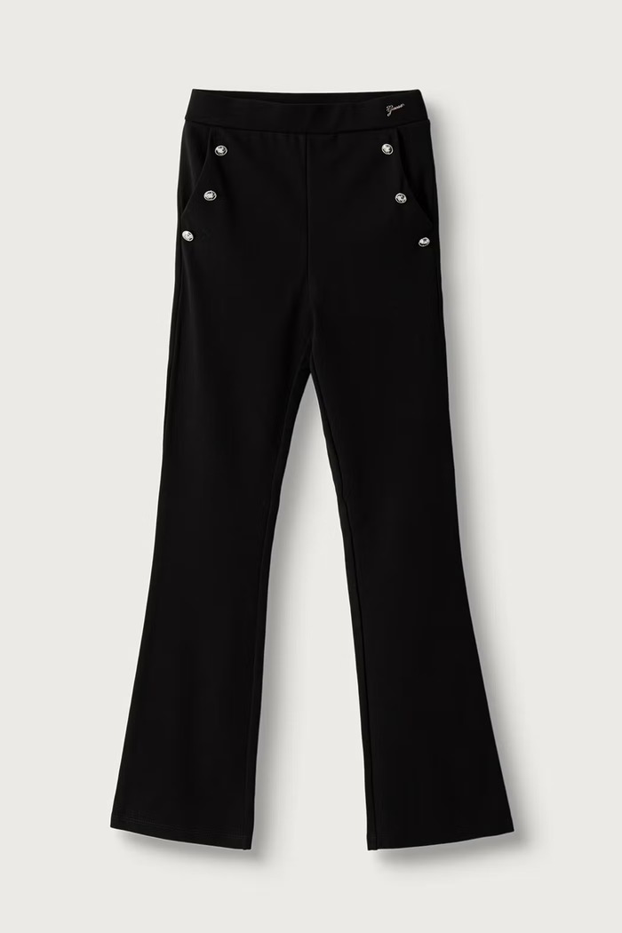 Guess Spodnie dzwony dziecięce z wiskozą czarny J6BB12.K5885.9BY2