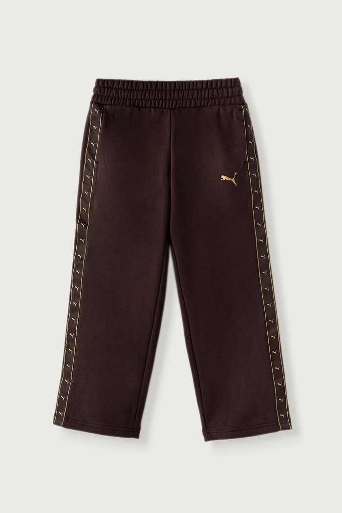 Puma spodnie dresowe dziecięce z bawełną ESS TAPE Relaxed Sweatpants brązowy 694959
