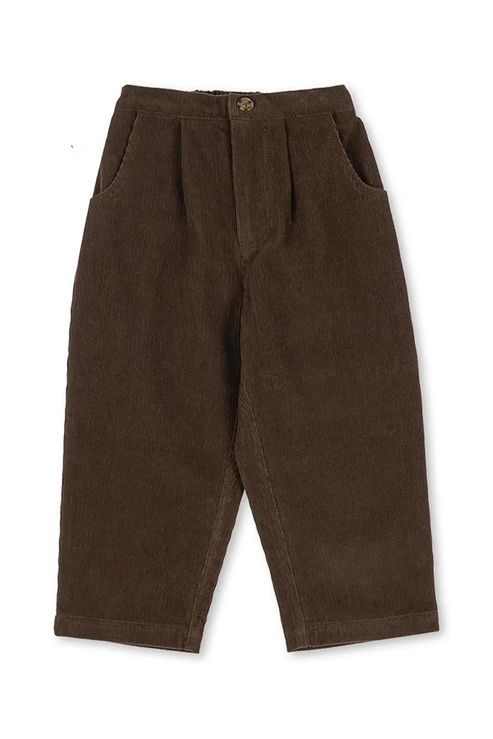 Konges Sløjd Spodnie dziecięce bawełniane z elastanem REMY PANTS GOTS KS106584.9BY2 brązowy AW26
