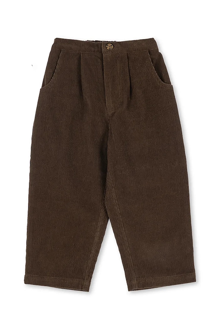 Konges Sløjd Spodnie dziecięce bawełniane z elastanem REMY PANTS GOTS KS106584.9BY2 brązowy AW26