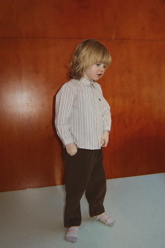 Spodnie dziecięce bawełniane z elastanem REMY PANTS GOTS Konges Sløjd KS106584.9BY2 brązowy