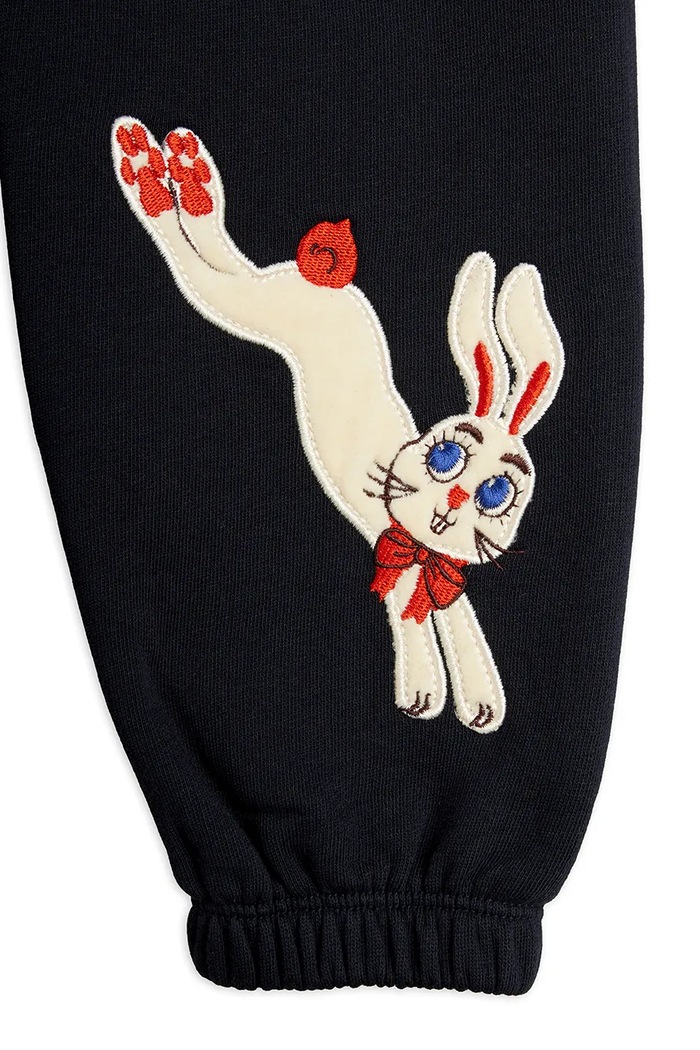 Chłopiec Mini Rodini Spodnie dresowe dziecięce bawełniane Rabbits 26730120 czarny