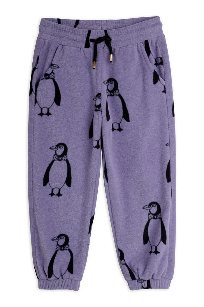 Mini Rodini spodnie joggery dziecięce polarowe Penguin 11000365 fioletowy AW26