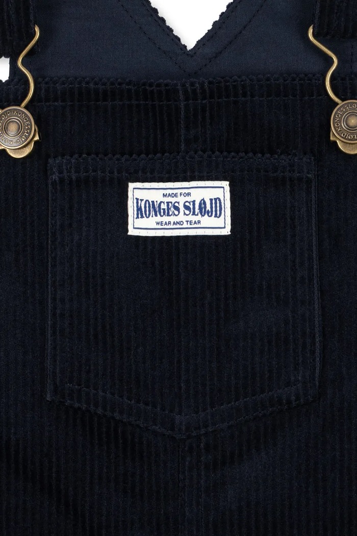 Konges Sløjd Ogrodniczki dziecięce sztruksowe SULLY OVERALLS GOTS KS106270.9BY2 granatowy AW26
