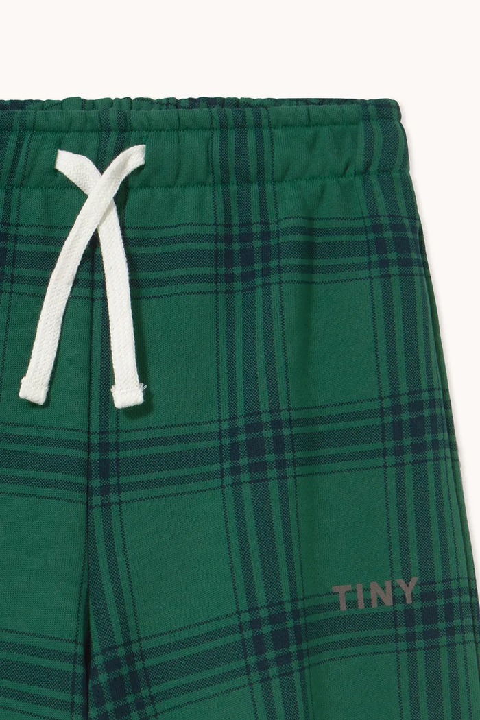 CHLAPEC Tinycottons tepláky dětské bavlněné GREEN CHECK SWEATPANT AW26.327 zelená