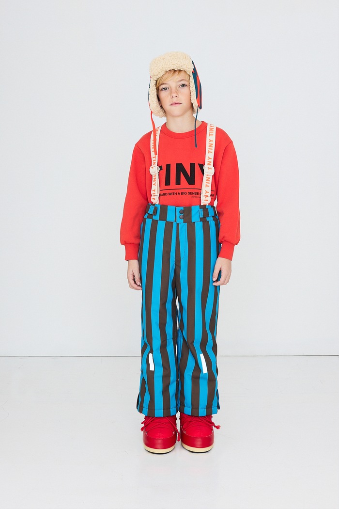 Tinycottons Spodnie narciarskie dziecięce BLUE STRIPES SNOW PANT niebieski AW26.007