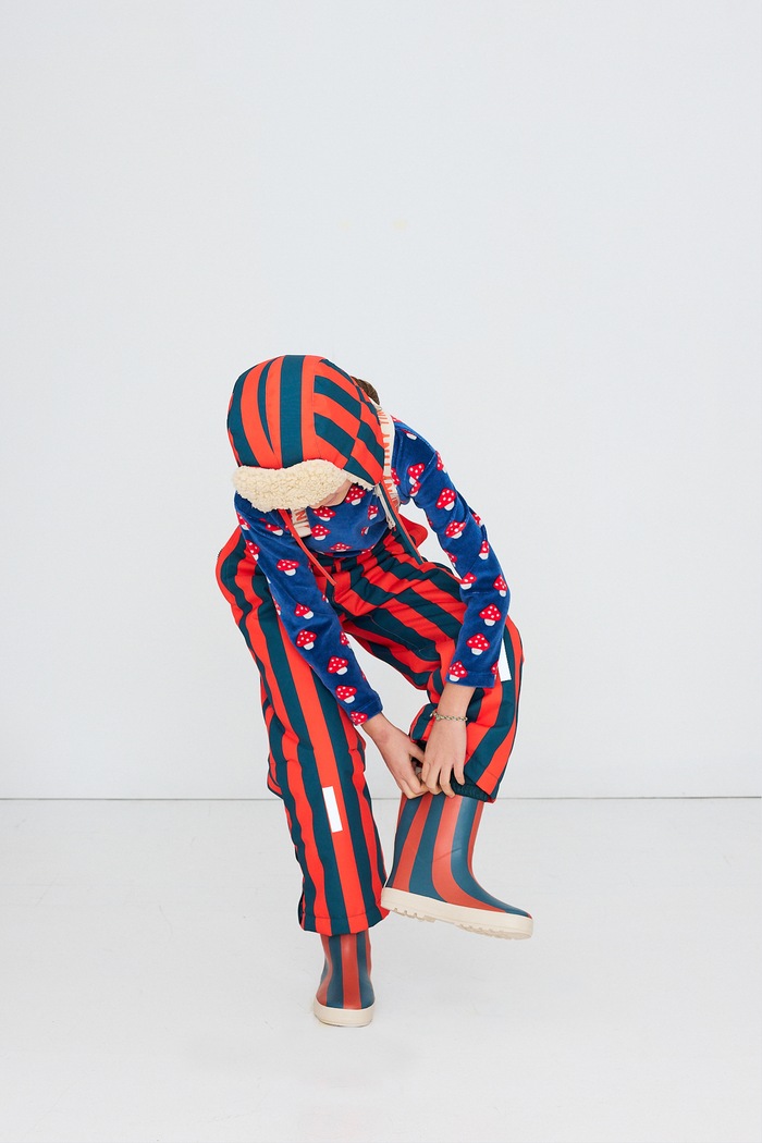 Tinycottons Spodnie narciarskie dziecięce RED STRIPES SNOW PANT AW26.004