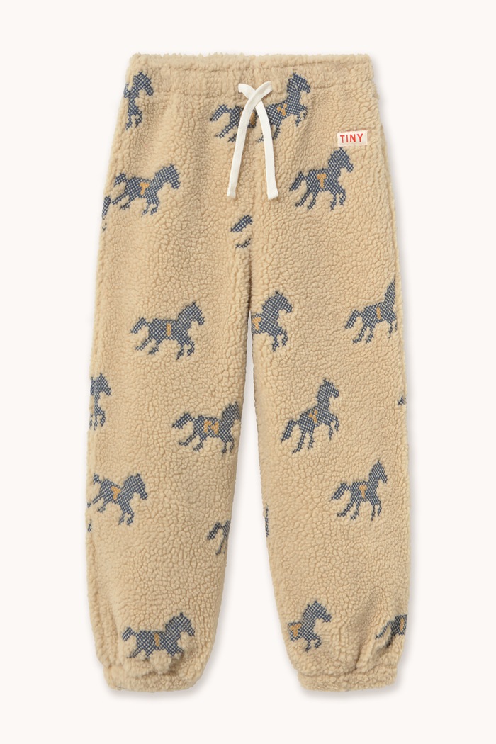 Tinycottons Spodnie dresowe dziecięce polarowe HORSES SHERPA SWEATPANT AW26.250 beżowy AW26