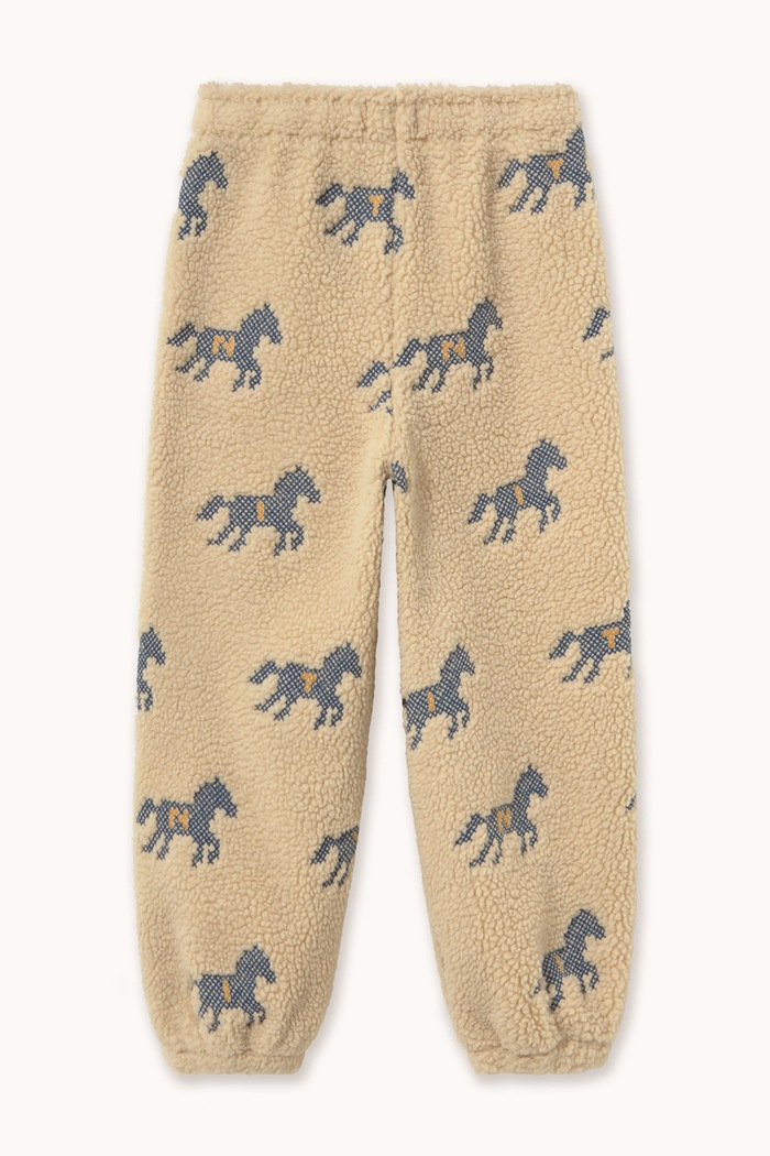 Chłopiec Tinycottons Spodnie dresowe dziecięce polarowe HORSES SHERPA SWEATPANT AW26.250 beżowy
