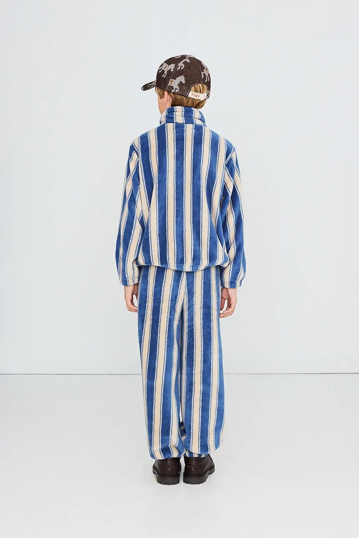 Tinycottons tepláky dětské fleecové BLUE RETRO STRIPES POLAR SWEATPANT AW26.257 modrá