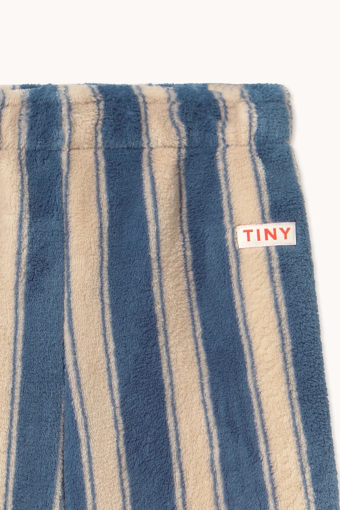 Tinycottons tepláky dětské fleecové BLUE RETRO STRIPES POLAR SWEATPANT modrá AW26.257