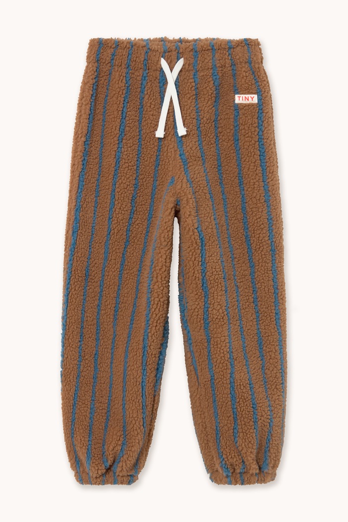 Tinycottons Spodnie dresowe dziecięce polarowe LINES SHERPA SWEATPANT AW26.238 brązowy AW26