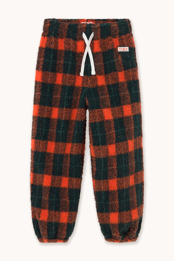 Tinycottons Spodnie dresowe dziecięce polarowe RED CHECK SHERPA SWEATPANT AW26.241 czerwony AW26