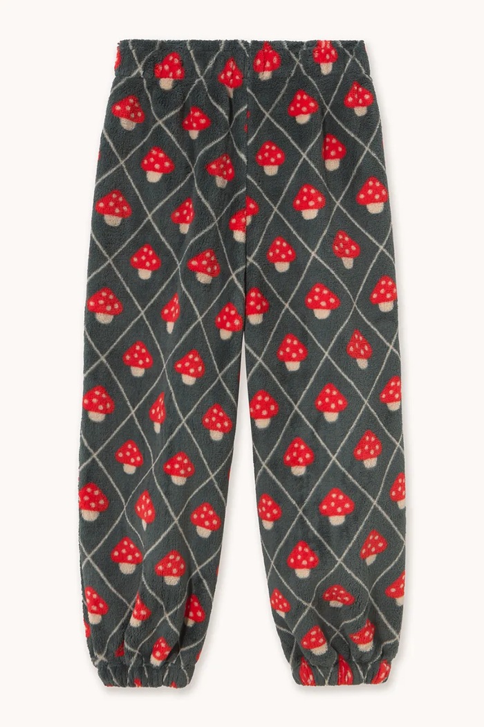 CHLAPEC Tinycottons tepláky dětské fleecové MUSHROOMS POLAR SWEATPANT AW26.255 červená