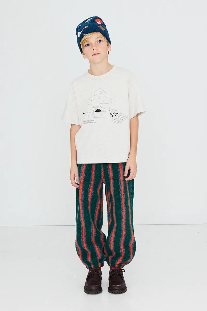 Tinycottons tepláky dětské fleecové MULTICOLOR STRIPES SHERPA SWEATPANT zelená AW26.245