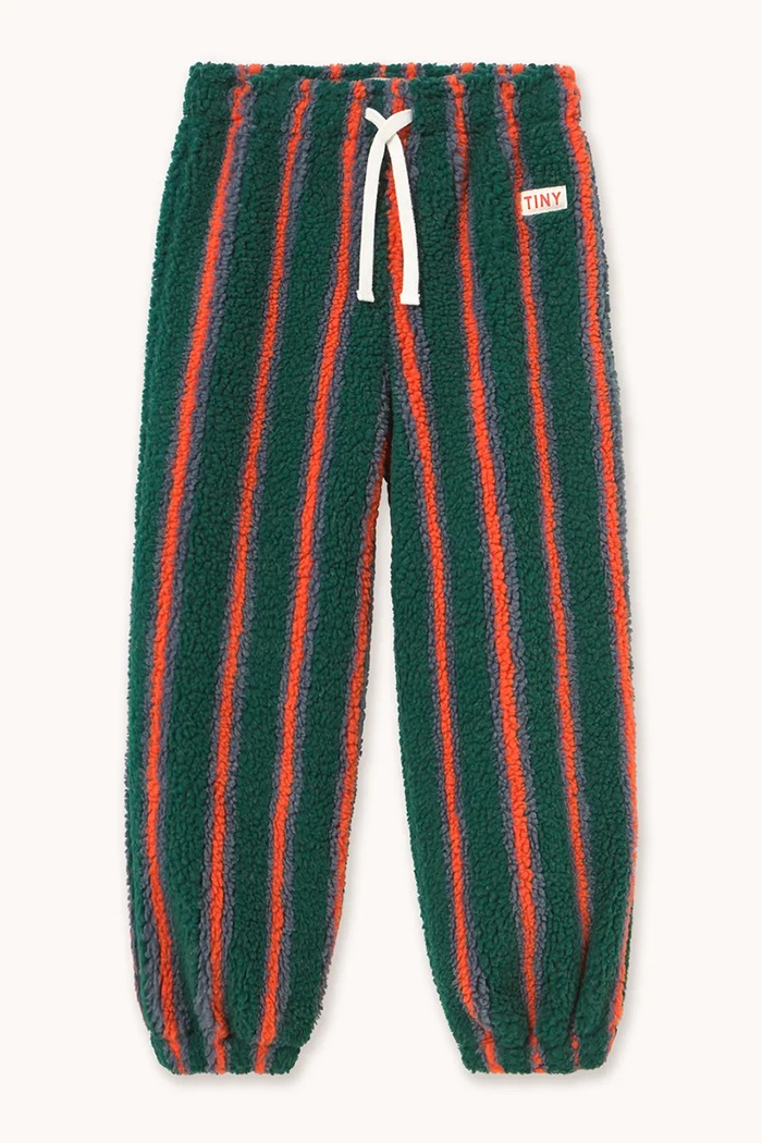 Tinycottons tepláky dětské fleecové MULTICOLOR STRIPES SHERPA SWEATPANT AW26.245 zelená AW26