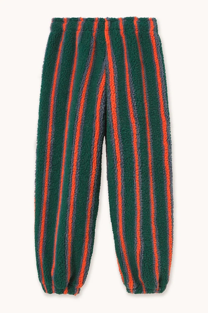 CHLAPEC Tinycottons tepláky dětské fleecové MULTICOLOR STRIPES SHERPA SWEATPANT AW26.245 zelená