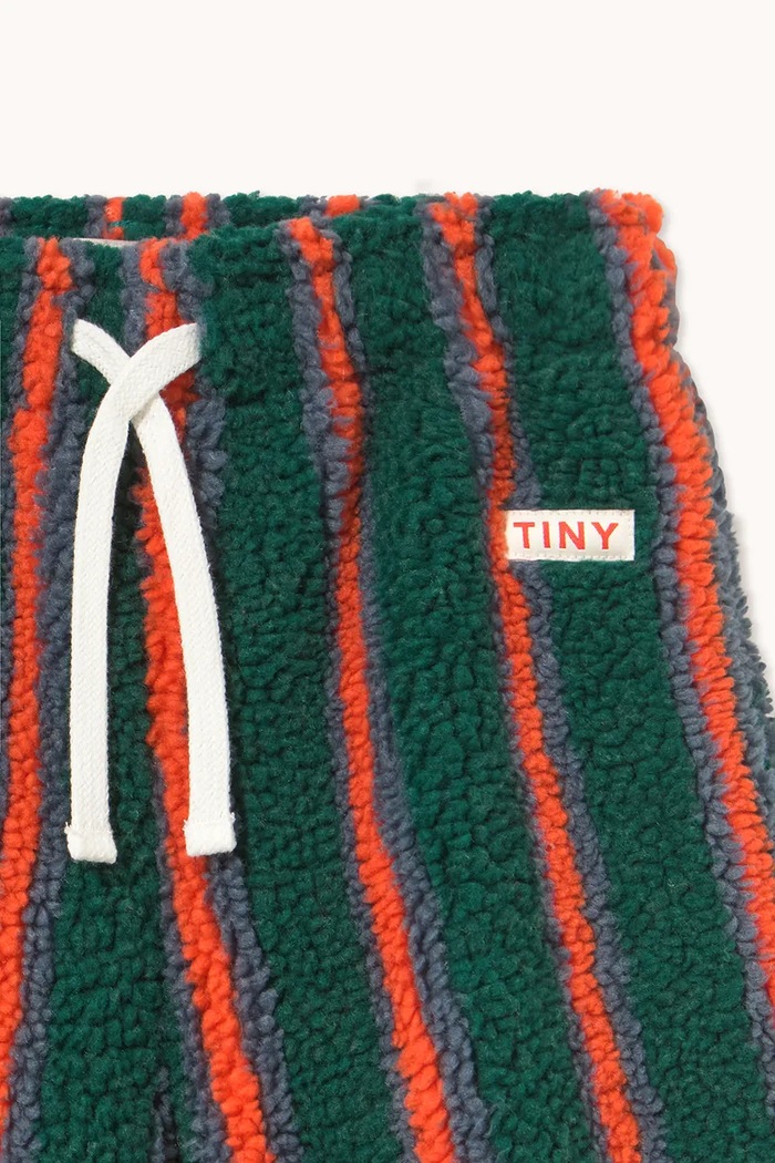 Tinycottons tepláky dětské fleecové MULTICOLOR STRIPES SHERPA SWEATPANT zelená AW26.245