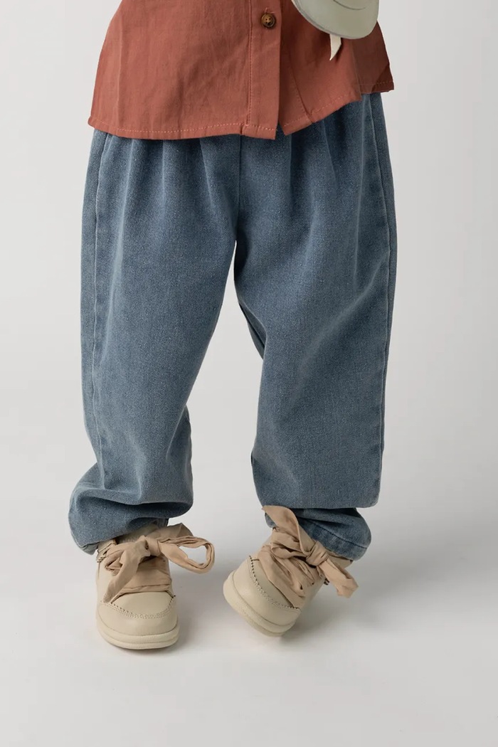 Donsje spodnie baggy dziecięce bawełniane Juma Trousers niebieski 4125800