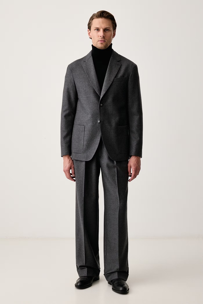 Officine Generale Oblekové nohavice pánske vlnené NASH W26MTLG464 sivá AW26